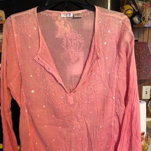 Boho 100% Cotton Salmon Colored Ladies Top